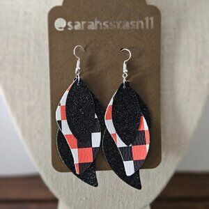 HALLOWEEN Earrings, Handmade, 3 Inches long,  Set #4 Faux Leather